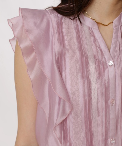 JUSGLITTY（ジャスグリッティー）の「ピンタックレーステープブラウス（シャツ/ブラウス・レディース・オフホワイト/ネイビー/ピンク・1/2）」の17枚目の写真