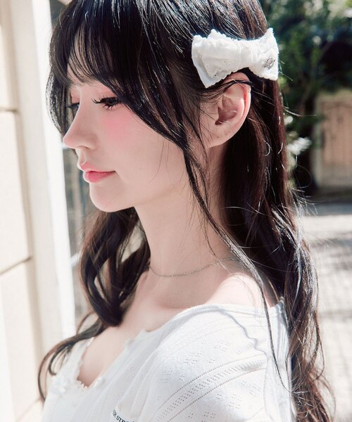 OLIVE des OLIVE(オリーブデオリーブ)の「コットンレースリボンピン(ヘアピン・レディース・オフホワイト・FREE)」の2枚目の写真
