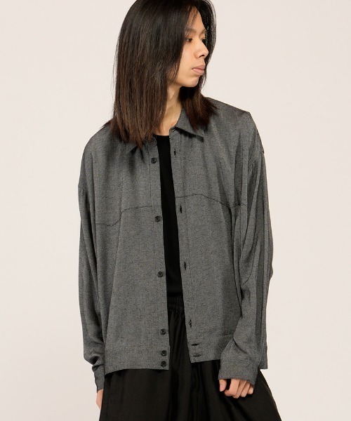 NO ID.（ノーアイディ）の「ms6484- ﾄﾞﾗｲｸﾛｽｵｰﾊﾞｰSH シャツ(858006-449S)（シャツ/ブラウス・メンズ・ミックスグレー/ホワイト/ブラック・ONE SIZE）」の9枚目の写真