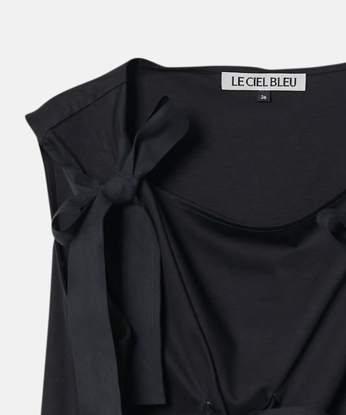 LE CIEL BLEU（ルシェルブルー）の「タンクwボウズ / Tank w/Bows（Tシャツ/カットソー・レディース・ブルー/オフホワイト/ブラック・36）」の16枚目の写真