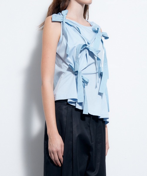 LE CIEL BLEU（ルシェルブルー）の「タンクwボウズ / Tank w/Bows（Tシャツ/カットソー・レディース・ブルー/オフホワイト/ブラック・36）」の22枚目の写真