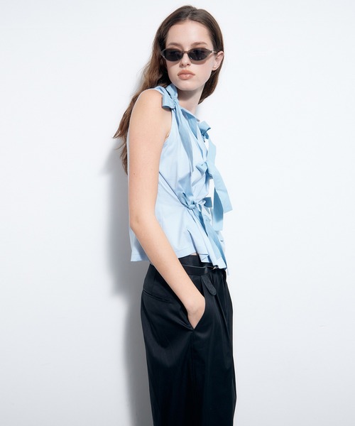 LE CIEL BLEU（ルシェルブルー）の「タンクwボウズ / Tank w/Bows（Tシャツ/カットソー・レディース・ブルー/オフホワイト/ブラック・36）」の19枚目の写真