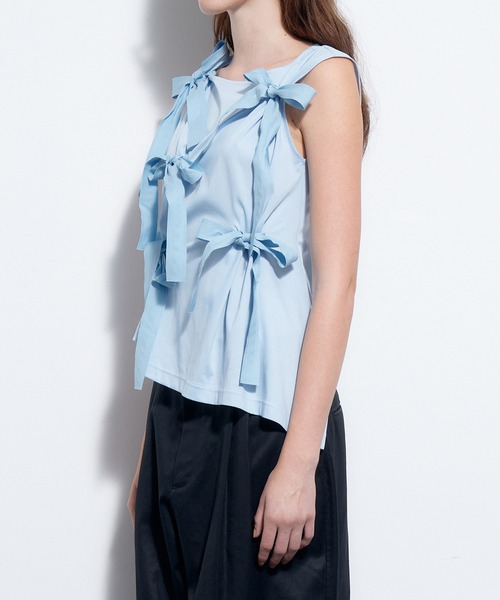 LE CIEL BLEU（ルシェルブルー）の「タンクwボウズ / Tank w/Bows（Tシャツ/カットソー・レディース・ブルー/オフホワイト/ブラック・36）」の21枚目の写真