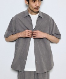 【接触冷感】【セットアップ対応】フェイクスエード半袖シャツ 夏服 春服 秋服