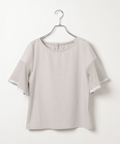 Andemiu(アンデミュウ)の「ソデフハクカットソー659216(Tシャツ/カットソー・レディース・ライトグレー/ブラック/オフホワイト/サーモンピンク・FREE)」の5枚目の写真