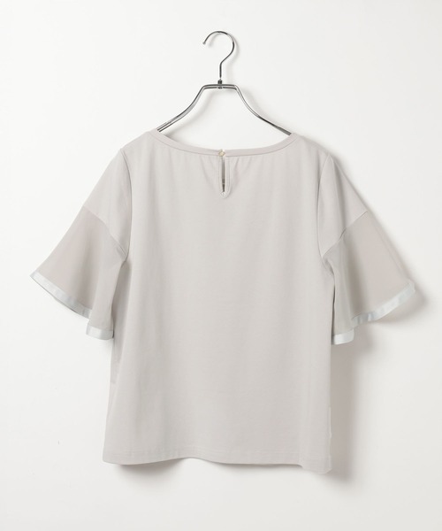 Andemiu(アンデミュウ)の「ソデフハクカットソー659216(Tシャツ/カットソー・レディース・ライトグレー/ブラック/オフホワイト/サーモンピンク・FREE)」の6枚目の写真