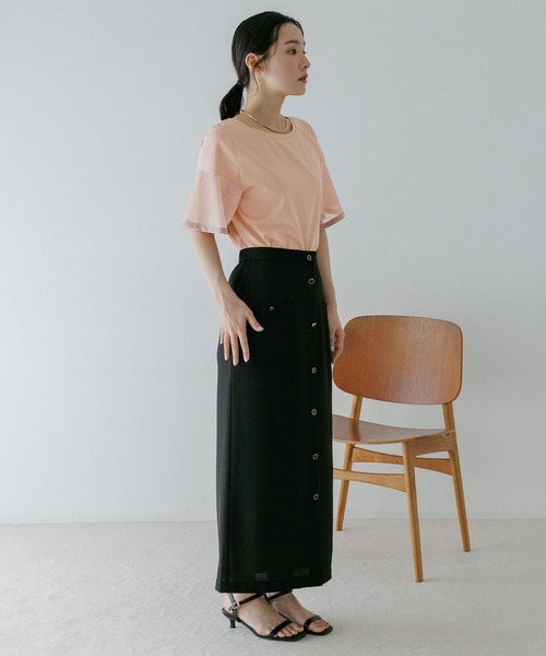 Andemiu(アンデミュウ)の「ソデフハクカットソー659216(Tシャツ/カットソー・レディース・ライトグレー/ブラック/オフホワイト/サーモンピンク・FREE)」の16枚目の写真
