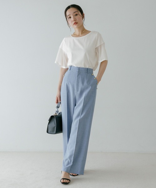 Andemiu(アンデミュウ)の「ソデフハクカットソー659216(Tシャツ/カットソー・レディース・ライトグレー/ブラック/オフホワイト/サーモンピンク・FREE)」の18枚目の写真