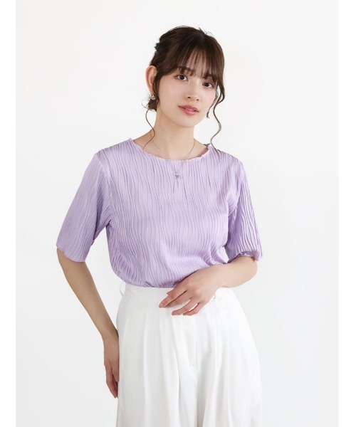 fifth(フィフス)の「ウェーブジャガードクルーネックTシャツ(Tシャツ/カットソー・レディース・アイボリー/ブラック/ラベンダー・M)」の21枚目の写真