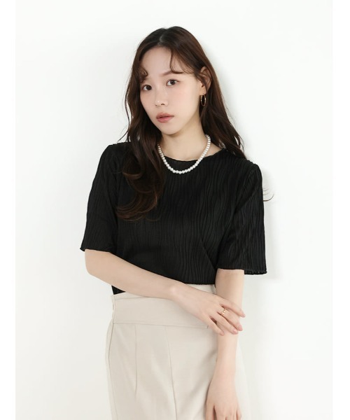 fifth(フィフス)の「ウェーブジャガードクルーネックTシャツ(Tシャツ/カットソー・レディース・アイボリー/ブラック/ラベンダー・M)」の12枚目の写真