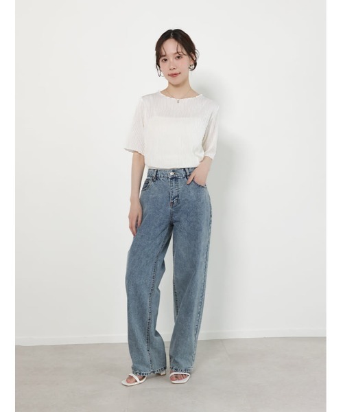 fifth(フィフス)の「ウェーブジャガードクルーネックTシャツ(Tシャツ/カットソー・レディース・アイボリー/ブラック/ラベンダー・M)」の9枚目の写真