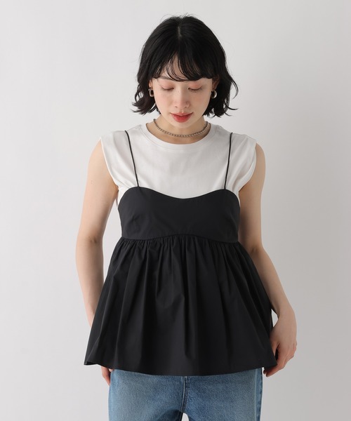 BAYFLOW（ベイフロー）の「[WEB限定]ギャザーデザインキャミビスチェ（キャミソール・レディース・ホワイト/ブラック・FREE）」の19枚目の写真