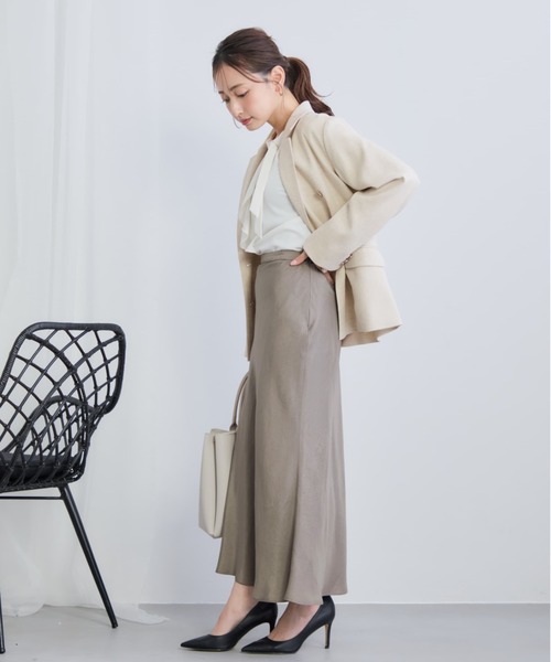 COHINA(コヒナ)の「【接触冷感・防臭】アセテートバックサテンナロースカート 【低身長・小柄女性】(スカート・レディース・グレイッシュベージュ/ベージュ/ブラウン・XS-Short/S-Short/XS-Regular/S-Regular)」の12枚目の写真