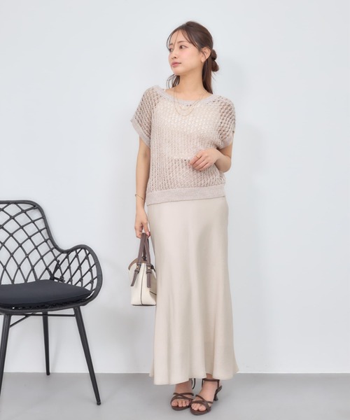 COHINA(コヒナ)の「【接触冷感・防臭】アセテートバックサテンナロースカート 【低身長・小柄女性】(スカート・レディース・グレイッシュベージュ/ベージュ/ブラウン・XS-Short/S-Short/XS-Regular/S-Regular)」の6枚目の写真