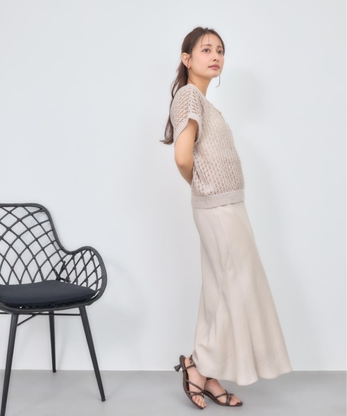 COHINA(コヒナ)の「【接触冷感・防臭】アセテートバックサテンナロースカート 【低身長・小柄女性】(スカート・レディース・グレイッシュベージュ/ベージュ/ブラウン・XS-Short/S-Short/XS-Regular/S-Regular)」の7枚目の写真