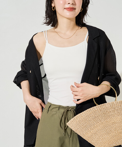FREAK'S STORE（フリークスストア）の「限定展開　<抗菌防臭・接触冷感・UVカット>バンブー カップ 付き キャミソール（キャミソール・レディース・ベージュ/ブラック/ブルー/オフホワイト/レッド/ブラウン・ﾌﾘ-）」の2枚目の写真