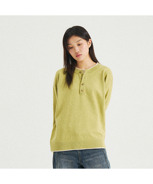 Layard Henley‑neck knit [Fear Green]