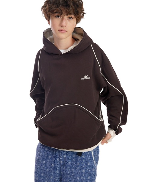 SUNLOVE（サンラブ）の「Crescent Brushed Hoodie（パーカー・レディース・ブラウン/サーモンピンク/アイボリー・S/L/M）」の14枚目の写真