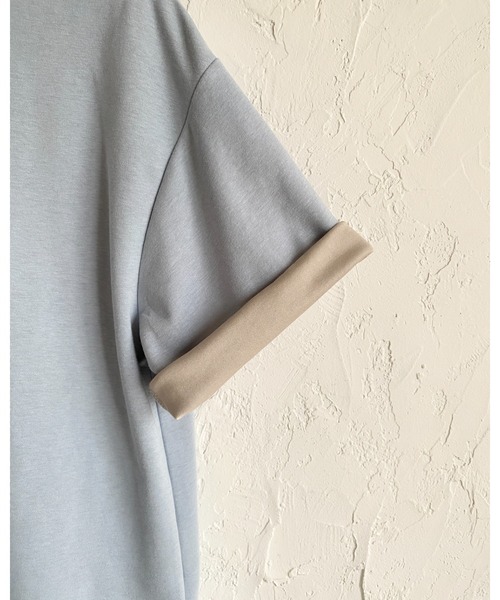 She's Closet(シーズクローゼット)の「半袖 バイカラー配色 袖ロールアップ Tシャツ(Tシャツ/カットソー・レディース・ブラック/グレー/ブルー/オフホワイト・FREE)」の16枚目の写真