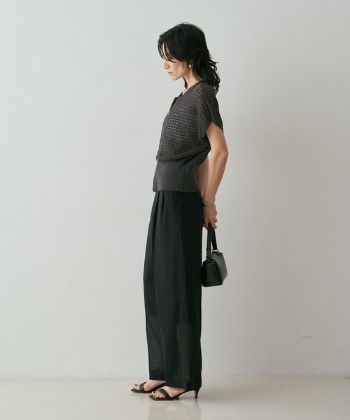 qualite(カリテ)の「ZIP UP 透かしニット 春服 夏服 羽織り シアー(ニット/セーター・レディース・ブラウン/チャコールグレー/オフホワイト・フリー)」の20枚目の写真