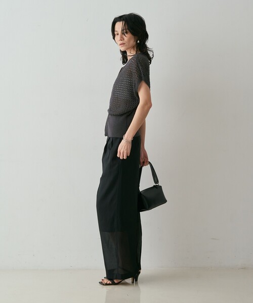 qualite(カリテ)の「ZIP UP 透かしニット 春服 夏服 羽織り シアー(ニット/セーター・レディース・ブラウン/チャコールグレー/オフホワイト・フリー)」の22枚目の写真