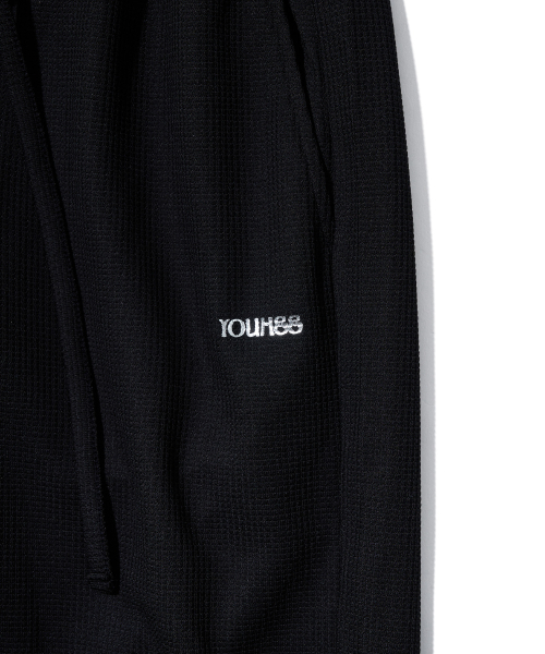 YOUHEE（ユヒ）の「FRILL BANDING WIDE PANTS_BLACK（スウェットパンツ・レディース・その他・FREE）」の5枚目の写真