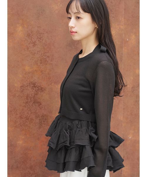 SNIDEL(スナイデル)の「ベーシックコンパクトシアーカーディガン(カーディガン/ボレロ・レディース・ホワイト/レッド/シルバー/ブラック・F)」の15枚目の写真