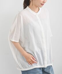 裾ゴム使いブラウス