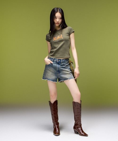 X-girl（エックスガール）の「5POCKET MICRO SHORTS（その他パンツ・レディース・ベージュ/ライトインディゴブルー/ピンク・S/M）」の13枚目の写真
