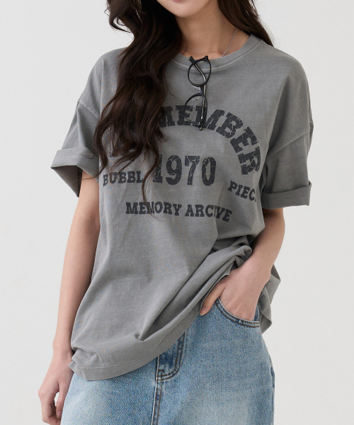 BUBBLPIECE（バブルピース）の「[男女共用] 1970リメンバークラックピグメントTシャツ_ライトグレー（Tシャツ/カットソー・レディース・その他・MEDIUM/LARGE）」の3枚目の写真