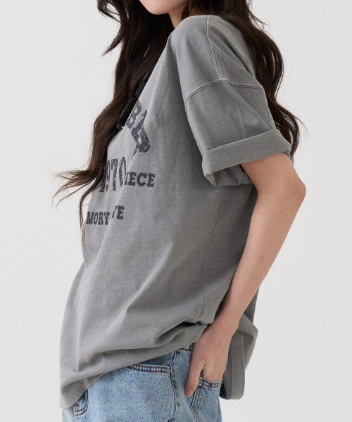 BUBBLPIECE（バブルピース）の「[男女共用] 1970リメンバークラックピグメントTシャツ_ライトグレー（Tシャツ/カットソー・レディース・その他・MEDIUM/LARGE）」の4枚目の写真