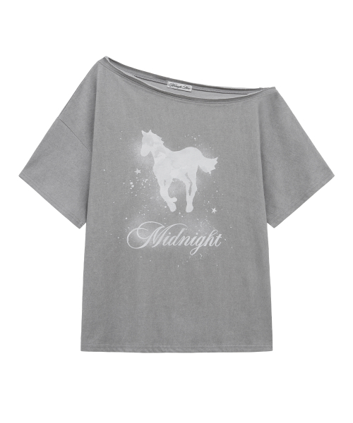 Midnight Move（ミッドナイトムーブ）の「horse t (grey)（Tシャツ/カットソー・レディース・その他・FREE）」の2枚目の写真
