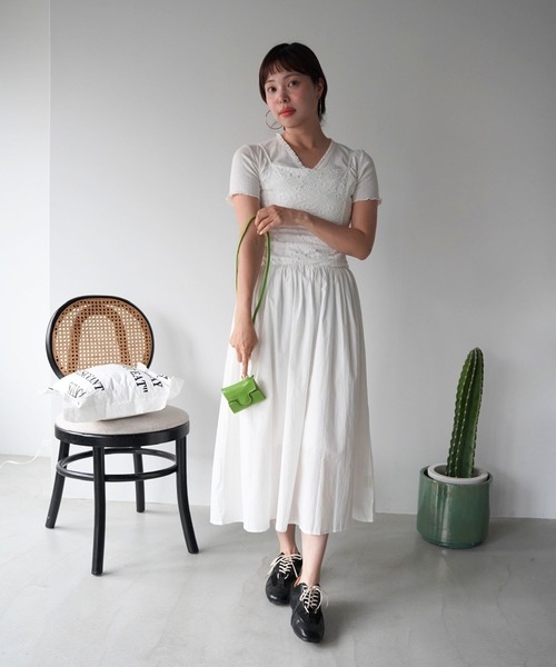 SANSeLF(サンセルフ)の「【SANSeLF】エンブロイダリーキャミワンピース saw26s082(ワンピース・レディース・ホワイト・FREE)」の12枚目の写真