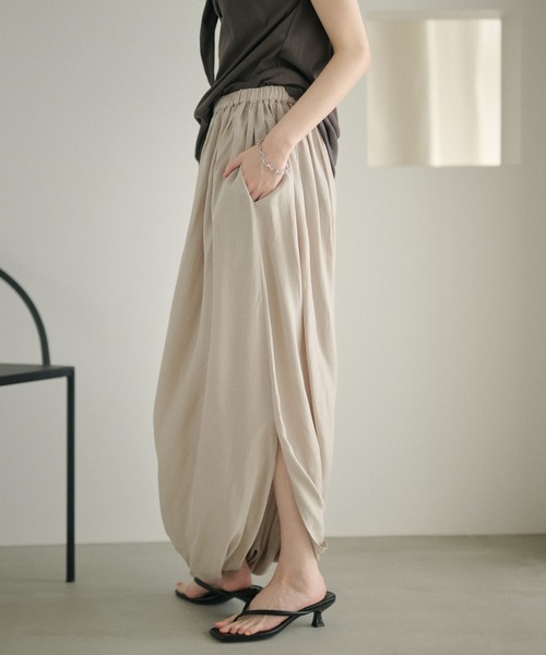 LAULEN(ローレン)の「draped gather skirt /ドレープギャザースカート(スカート・レディース・グレー/アイボリー・FREE)」の3枚目の写真
