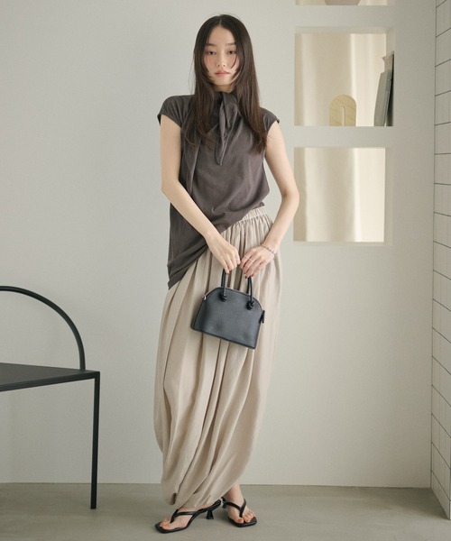 LAULEN(ローレン)の「draped gather skirt /ドレープギャザースカート(スカート・レディース・グレー/アイボリー・FREE)」の15枚目の写真