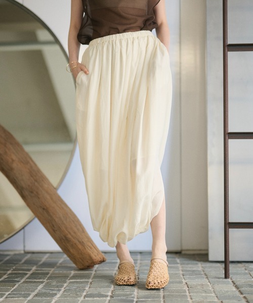 LAULEN(ローレン)の「draped gather skirt /ドレープギャザースカート(スカート・レディース・グレー/アイボリー・FREE)」の17枚目の写真