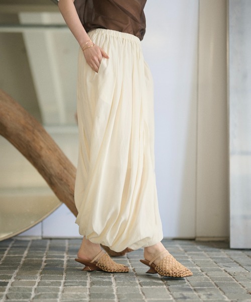 LAULEN(ローレン)の「draped gather skirt /ドレープギャザースカート(スカート・レディース・グレー/アイボリー・FREE)」の21枚目の写真