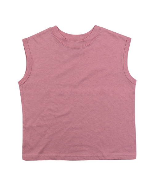 BEACHESAND CREAM KIDS(ビーチスアンドクリームキッズ)の「シンプル袖なしTシャツ-グレイッシュピンク(Tシャツ/カットソー・レディース・ピンク・SMALL/MEDIUM/LARGE)」の1枚目の写真