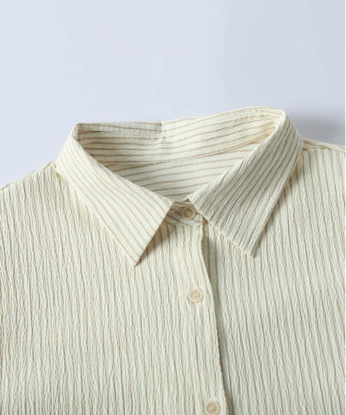 週末限定  APSTUDIO  TOTEME  シャツブラウス  ベージュ 洗える】STOW / フロントタックブラウス （シャツ・ブラウス）｜BEIGE