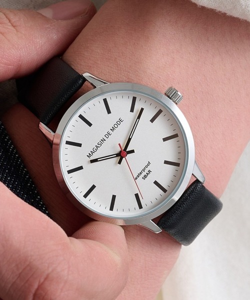 A by MAGASIN DE MODE（エーバイマガジンデモード）の「【A by MAGASIN DE MODE】ELEMENT DIAL WATCH クォーツ FW シンプル レザーウォッチ / クォーツ / ユニセックス / ギフト ◎（アナログ腕時計・レディース・ブラック/ブラック系その他2/ブラウン/ブラウン系その他2・FREE）」の2枚目の写真