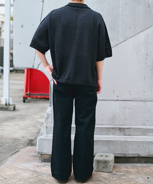 alvana(アルヴァナ)の「WASHI OPEN COLLAR SHIRTS KNIT(シャツ/ブラウス・メンズ・ブラック/ダークブラウン・3/2)」の6枚目の写真