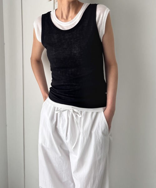 CANAL JEAN(キャナルジーン)の「El mar テンセルレイヤードタンクトップ(タンクトップ・レディース・アイボリー/ネイビー/ブラック・ONE SIZE)」の3枚目の写真