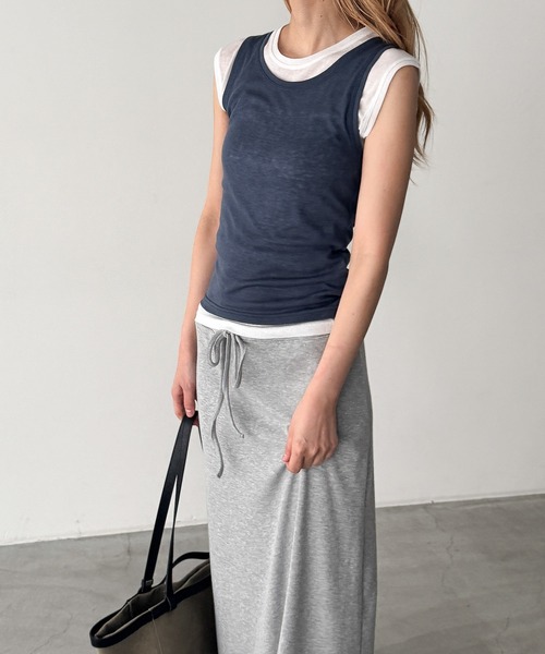 CANAL JEAN(キャナルジーン)の「El mar テンセルレイヤードタンクトップ(タンクトップ・レディース・アイボリー/ネイビー/ブラック・ONE SIZE)」の4枚目の写真