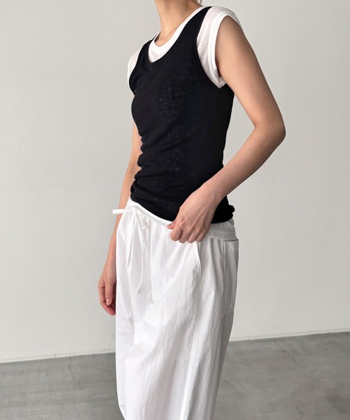 CANAL JEAN(キャナルジーン)の「El mar テンセルレイヤードタンクトップ(タンクトップ・レディース・アイボリー/ネイビー/ブラック・ONE SIZE)」の9枚目の写真