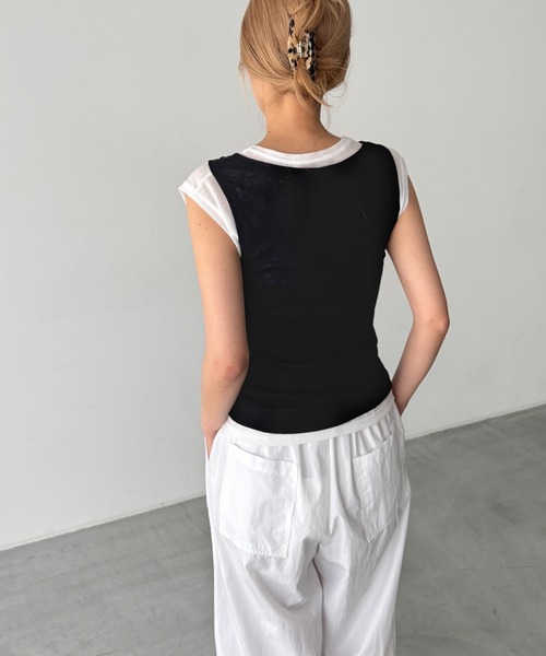 CANAL JEAN(キャナルジーン)の「El mar テンセルレイヤードタンクトップ(タンクトップ・レディース・アイボリー/ネイビー/ブラック・ONE SIZE)」の10枚目の写真