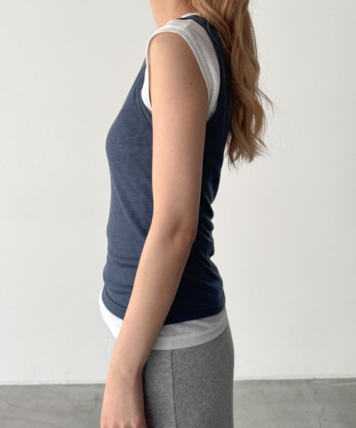 CANAL JEAN(キャナルジーン)の「El mar テンセルレイヤードタンクトップ(タンクトップ・レディース・アイボリー/ネイビー/ブラック・ONE SIZE)」の13枚目の写真