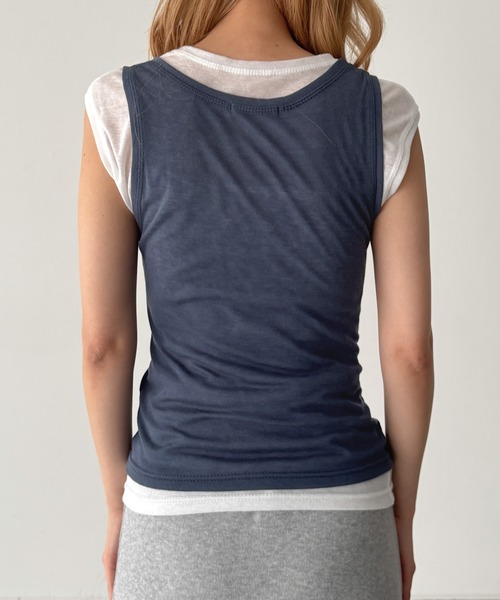 CANAL JEAN(キャナルジーン)の「El mar テンセルレイヤードタンクトップ(タンクトップ・レディース・アイボリー/ネイビー/ブラック・ONE SIZE)」の14枚目の写真