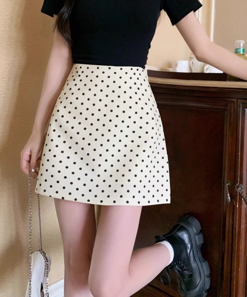 Miniministore(ミニミニストア)の「ミニスカート レディース ドット柄(スカート・レディース・ブラック/アイボリー・L/S/XL/M)」の2枚目の写真