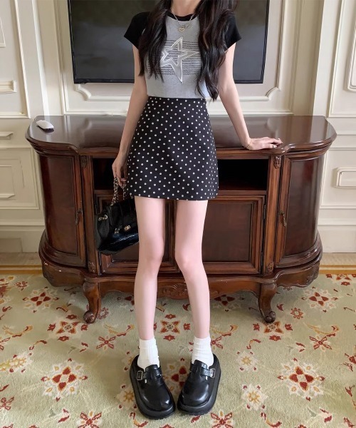 Miniministore(ミニミニストア)の「ミニスカート レディース ドット柄(スカート・レディース・ブラック/アイボリー・L/S/XL/M)」の7枚目の写真