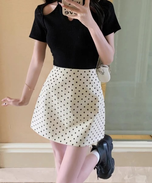 Miniministore(ミニミニストア)の「ミニスカート レディース ドット柄(スカート・レディース・ブラック/アイボリー・L/S/XL/M)」の13枚目の写真